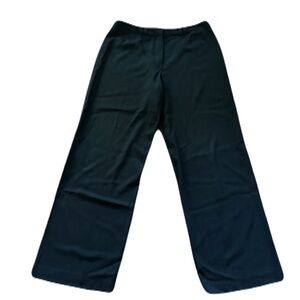 Barbara Lohmann Virgin Wool Black Straight Wide Leg Pants Size 42